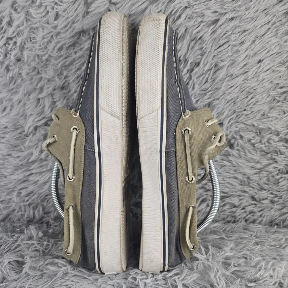Sperry Mens 11M Navy Olive‎ Canvas Two-Tone Boat Shoe Loafers 0561333